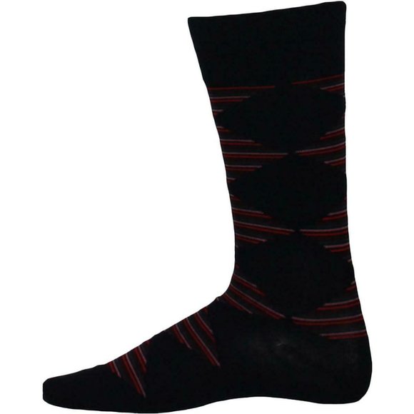 ALFANI Mens Black Striped Diamond Dress Trouser Socks 10-13 NWT - Picture 1 of 3